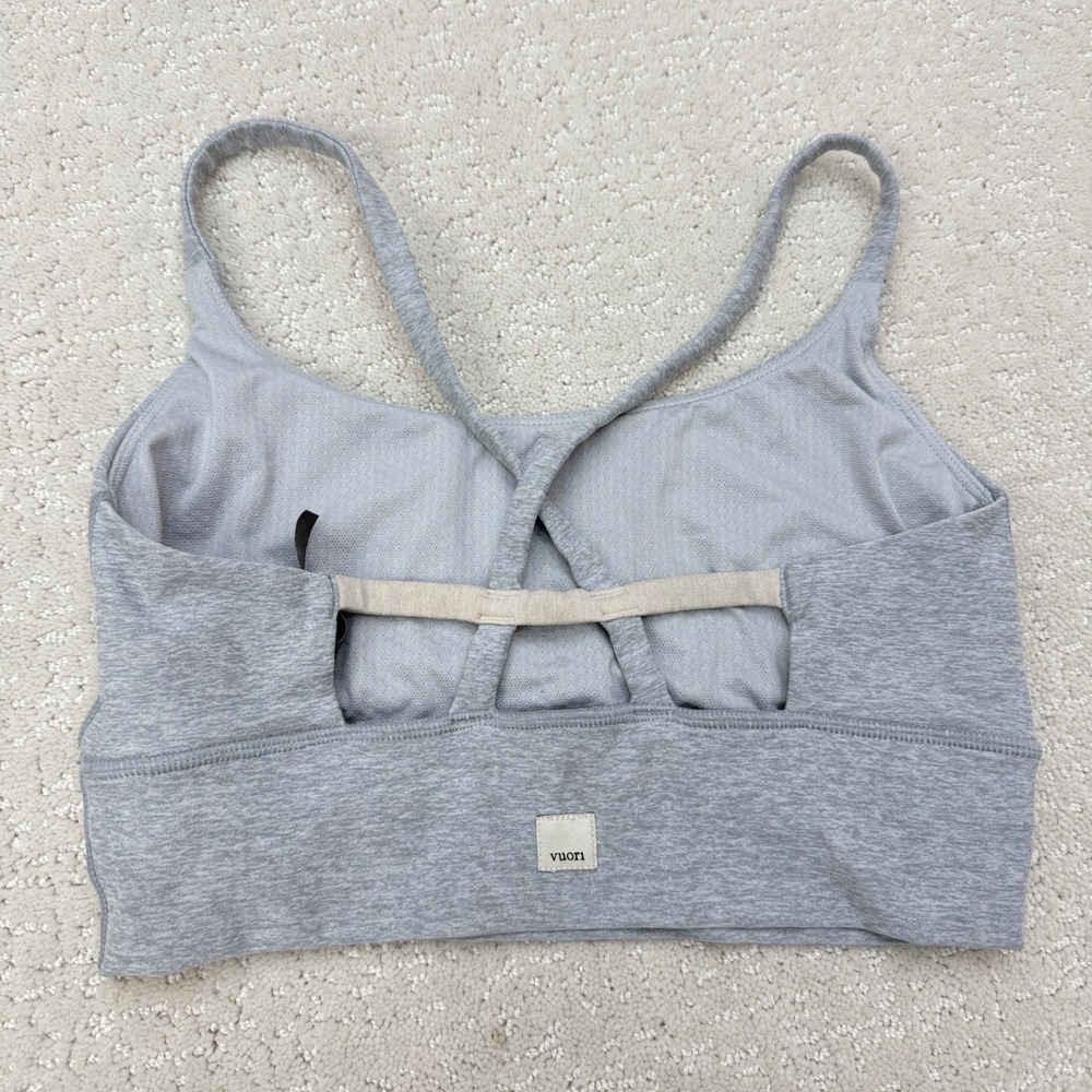 Vuori Long Line Elevation Bra Womens Small Grey Heather VW1008 Criss Cross Back - Picture 2 of 8